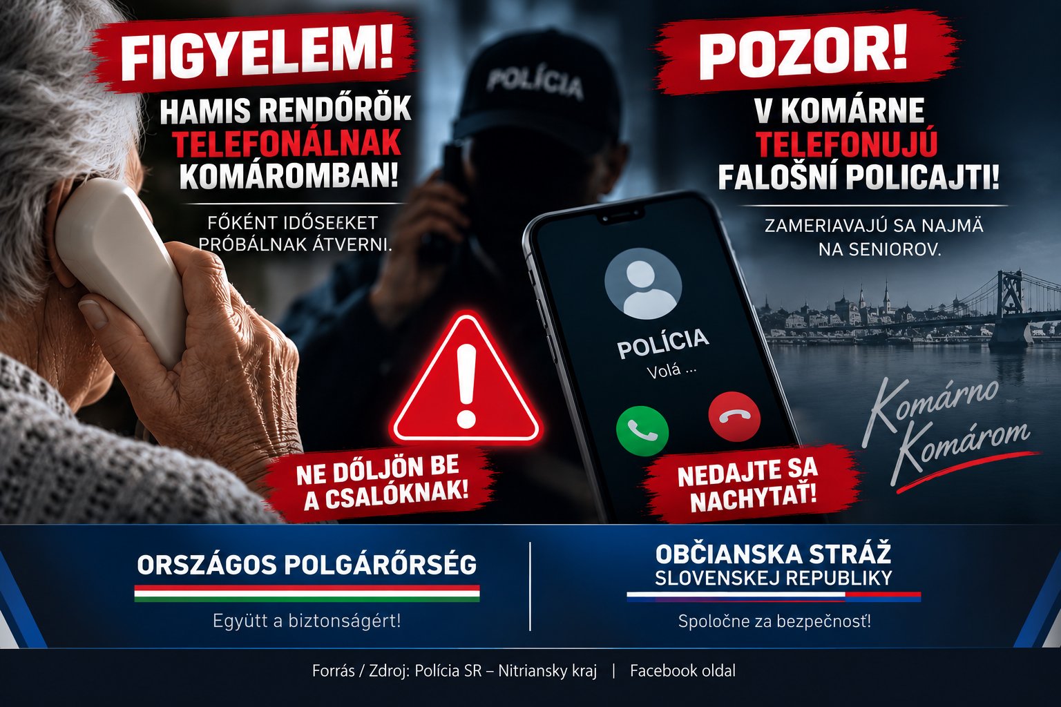 Fénykép a hírhez FIGYELEM! Hamis rendőrök telefonálnak Komáromban – főként időseket próbálnak átverni